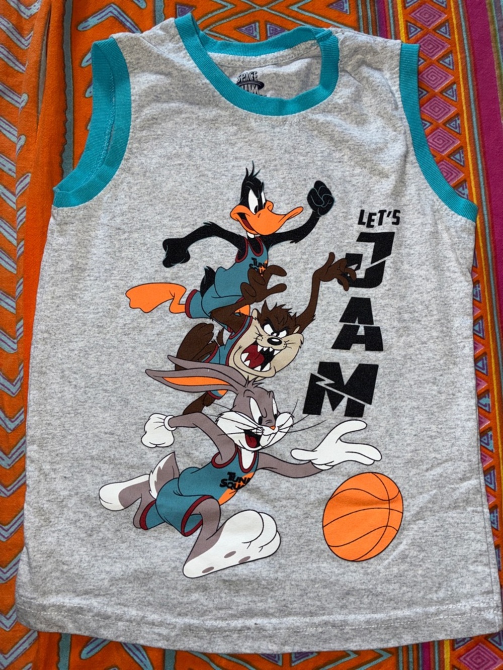 Looney Tunes Grey & Teal Tank Top - Let's Jam Graphic